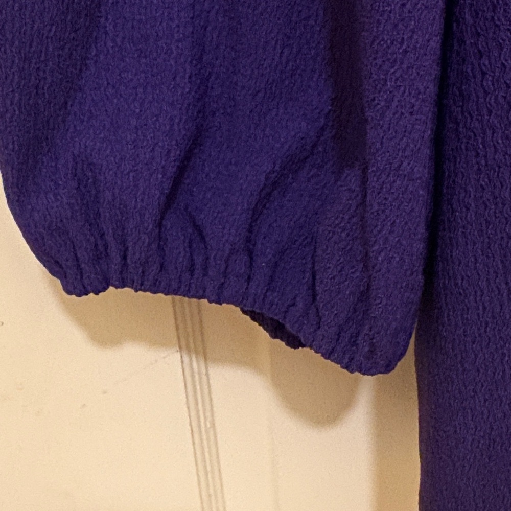 89th & Madison Deep Purple Blouse with Ruffle Neckline - Picture 3 of 5